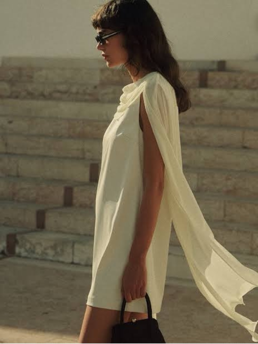 POSSE - Cream Solene Mini Dress with Draped Neck - Picture 2 of 10